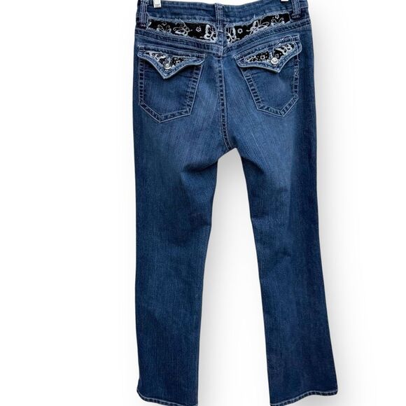 Daniel Jeans Black Silver Embroidered Butterfly Destroyed Straight size 9/10 - Picture 4 of 16